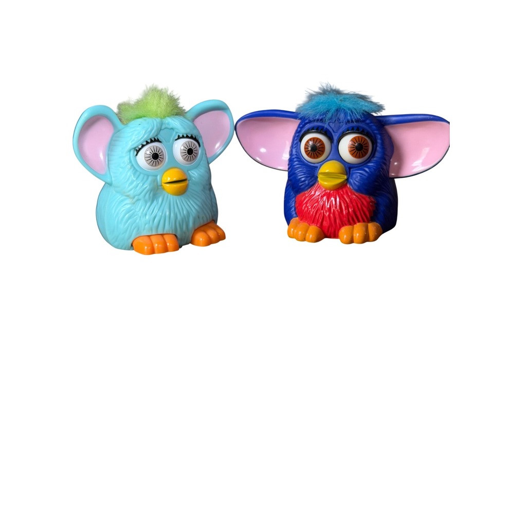 Vintage 1998 Furby McDonalds Happy Meal Toys Tiger Electronics Blue Teal Set of2